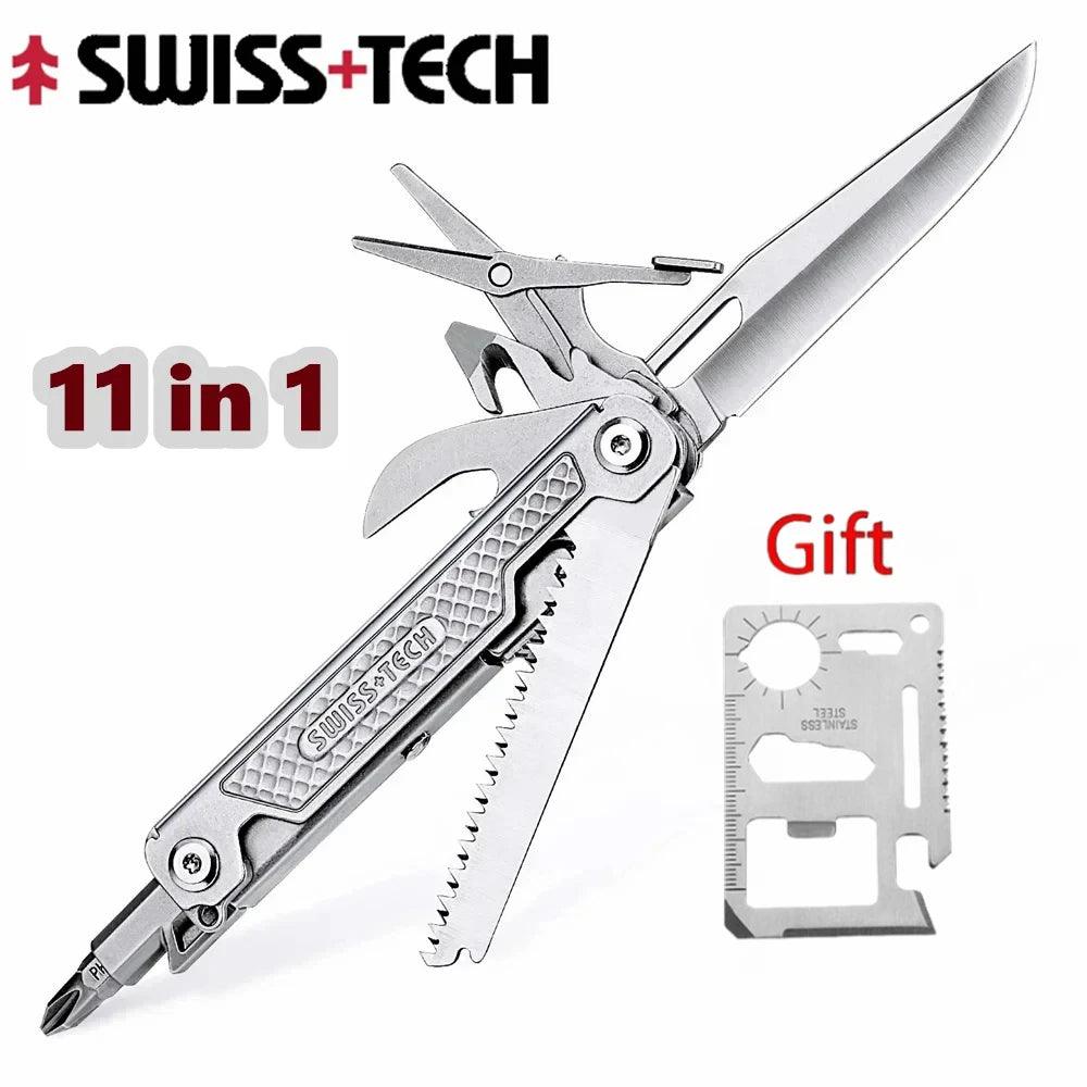 SWISS TECH 11 In 1 Mini Multitool Folding Knife EDC Outdoor Pocket Portable Knife Outdoor Camping Survival Equipment - Outdoorsavage