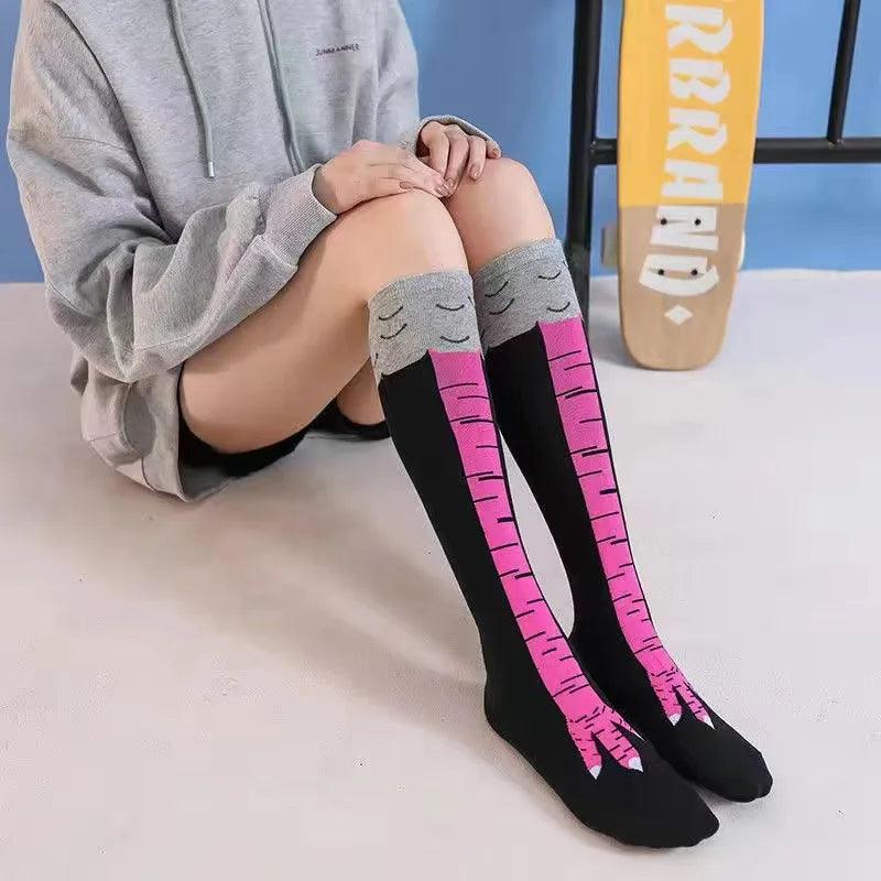 Funny Chicken Paw Stocking Over-knee Pressure Thin Leg Long Stockings Women Spring Autumn Winter Middle High School Girls Socks - Outdoorsavage