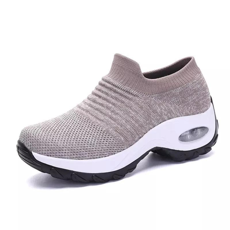 Women's Casual Sports Socks Sneakers Fashionable Thick Sole Air Cushion, Elevated Sloping Heel Rocking Shoes - Outdoorsavage