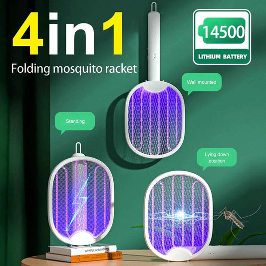 Foldable Electric Mosquito Killer Fly Swatter Trap USB Rechargeable Mosquito Racket Insect Killer with UV Light Bug Zapper 3000V - Outdoorsavage