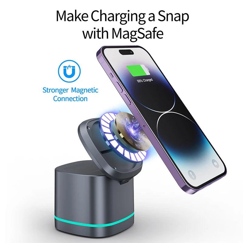 3 in 1 Transparent Magnetic 15W Wireless Charger Charger Stand For - Outdoorsavage