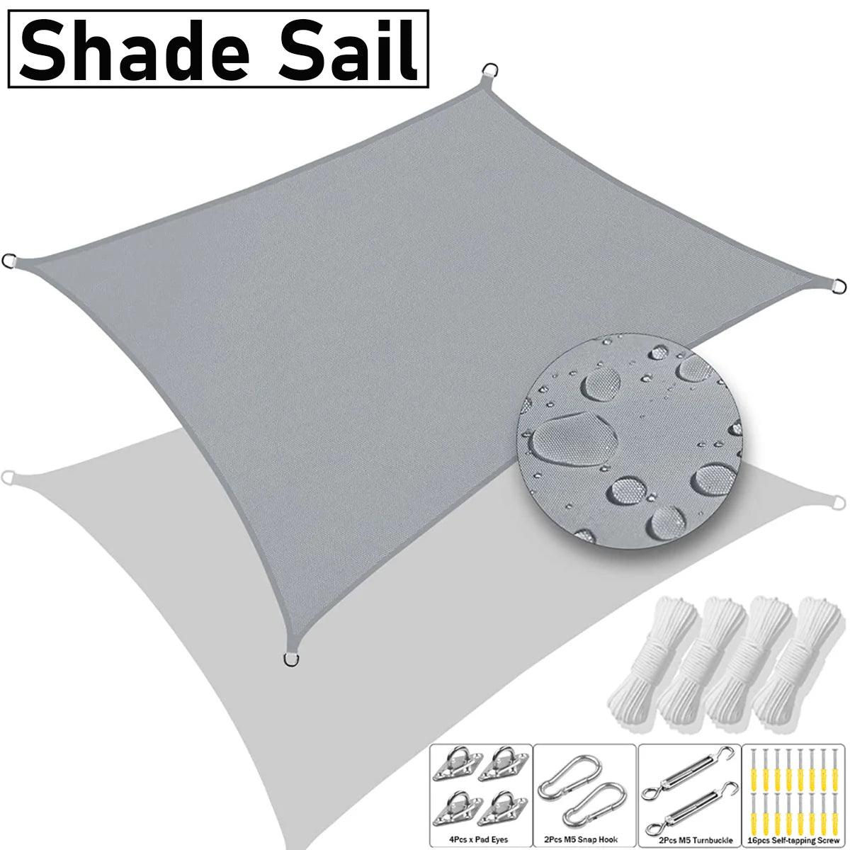 300D Waterproof Gray Square Rectangular Shade sail, Outdoor Garden Swimming Pool Awning, Camping Hiking Sun shelter - Outdoorsavage