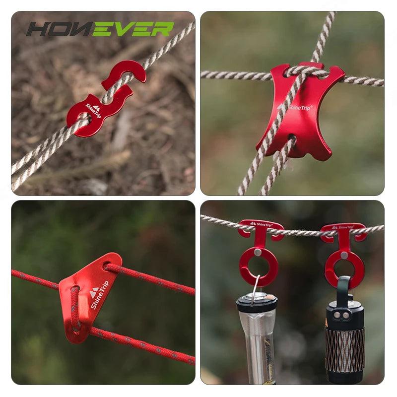 6pcs Camping Hiking Tent Wind Rope Buckle Adjustable Aluminium Alloy Cord Rope Buckles Camping Equipment Outdoor Tents Accessory - Outdoorsavage