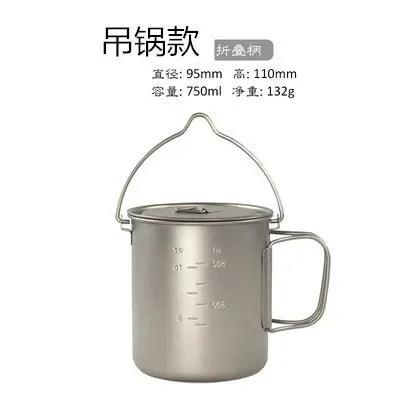 Titanium Alloy Ultralight Cup, Camping Gear, Hiking Cup, Cutlery, Foldable Handle, Outdoor Water Cup, Portable Sports Mug - Outdoorsavage