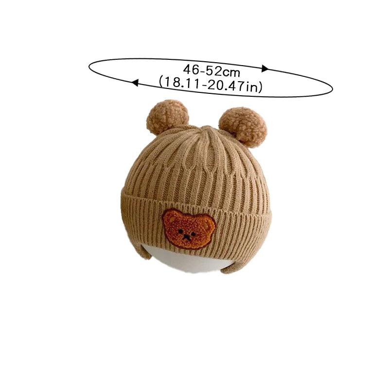 Winter Baby Beanie Cap Cartoon Bear Ear Protection Knitted Hat for Toddler Boys Girls Cute Korean Warm Kids Crochet Hats Gorras - Outdoorsavage