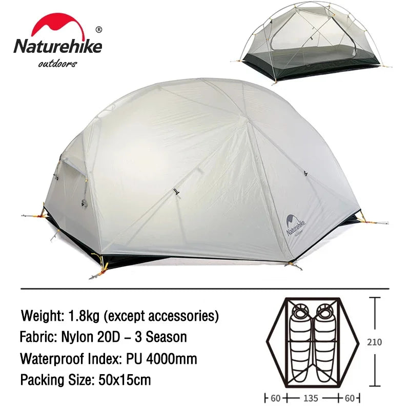 Naturehike Mongar ultralight tent set up in scenic camping area