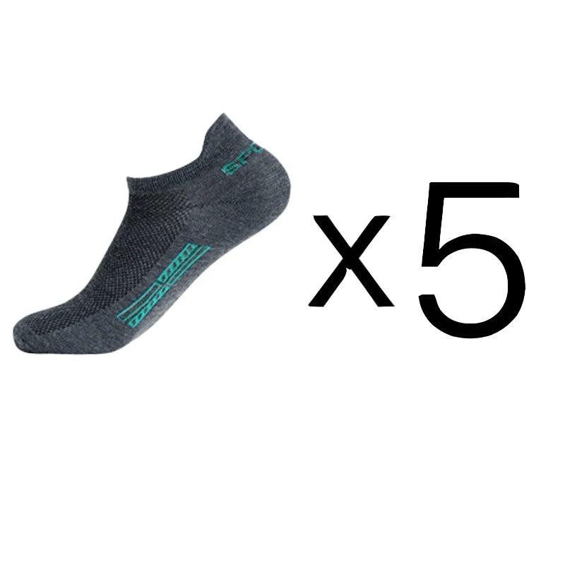 5 Pairs/Lot High Quality Men Ankle Socks Breathable Cotton Sports Mesh Casual Athletic Thin Cut Short Sokken Plus Size - Outdoorsavage