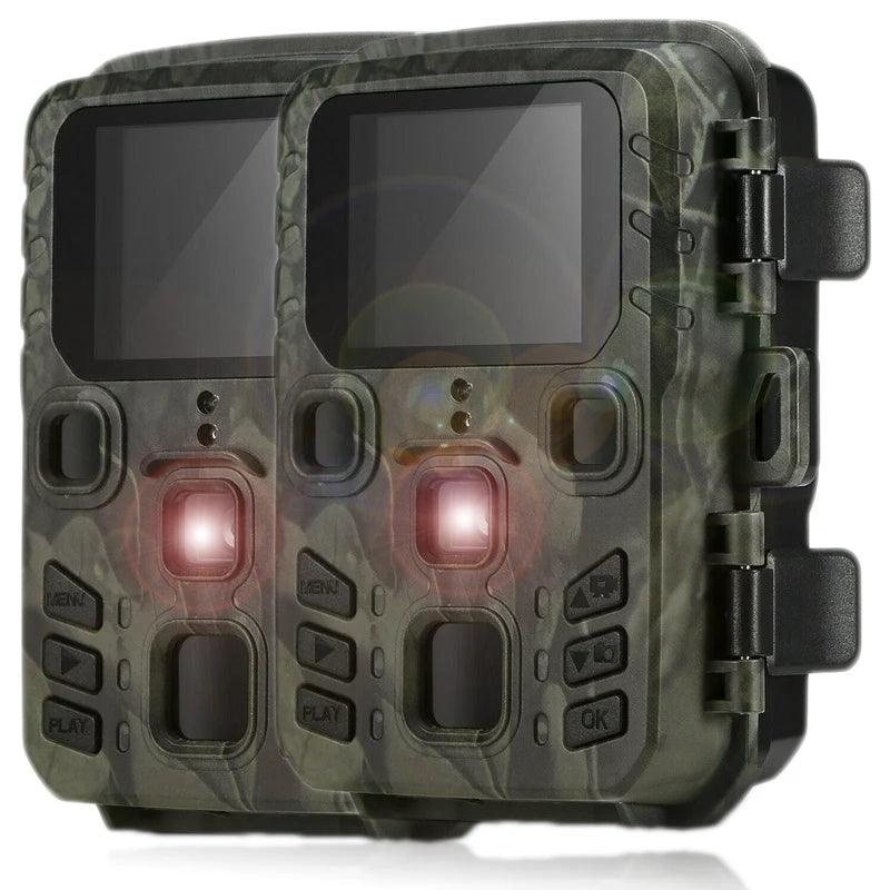 2-Pack Outdoor Mini Hunting Camera 20MP 1080P Wild Trail Infrared Night Vision Outdoor Motion Activated Scouting Photo Trap - Outdoorsavage