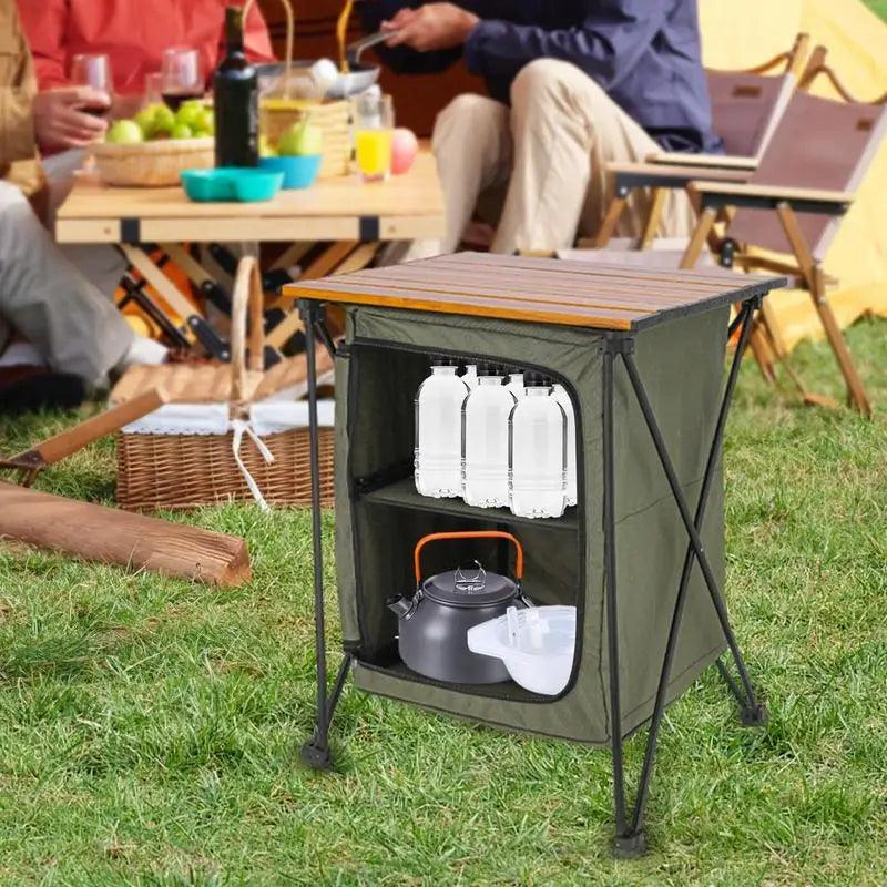 Folding Outdoor Cooking Cupboard Storage Organizer For Camping Kitchen - Outdoorsavage