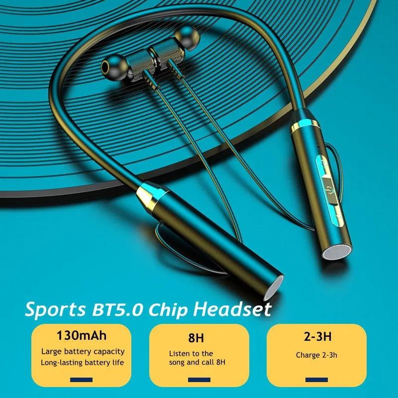 Wireless Headphones Bluetooth 5.0 Neckband Earphones Magnetic Sports Waterproof TWS Earbuds Blutooth Headset With Microphone Mic - Outdoorsavage