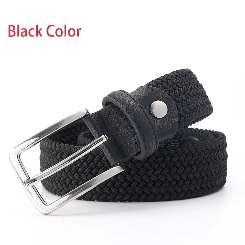 Stretch Canvas Leather Belts for Men Female Casual Knitted Woven Military Tactical Strap Male Elastic Belt for Pants Jeans - Outdoorsavage