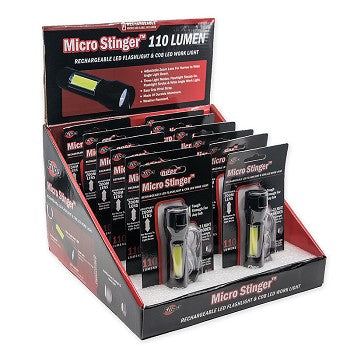 Micro Stinger™ Rechargeable LED Flashlight & COB LED Work Light Displa