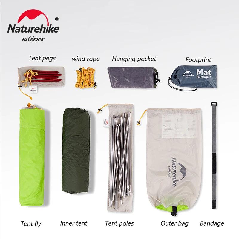 Naturehike Camping Tent 2 Person Mongar Ultralight Tent Outdoor Travel Tent Double Layer Waterproof Tent 3 Season Portable Tent - Outdoorsavage