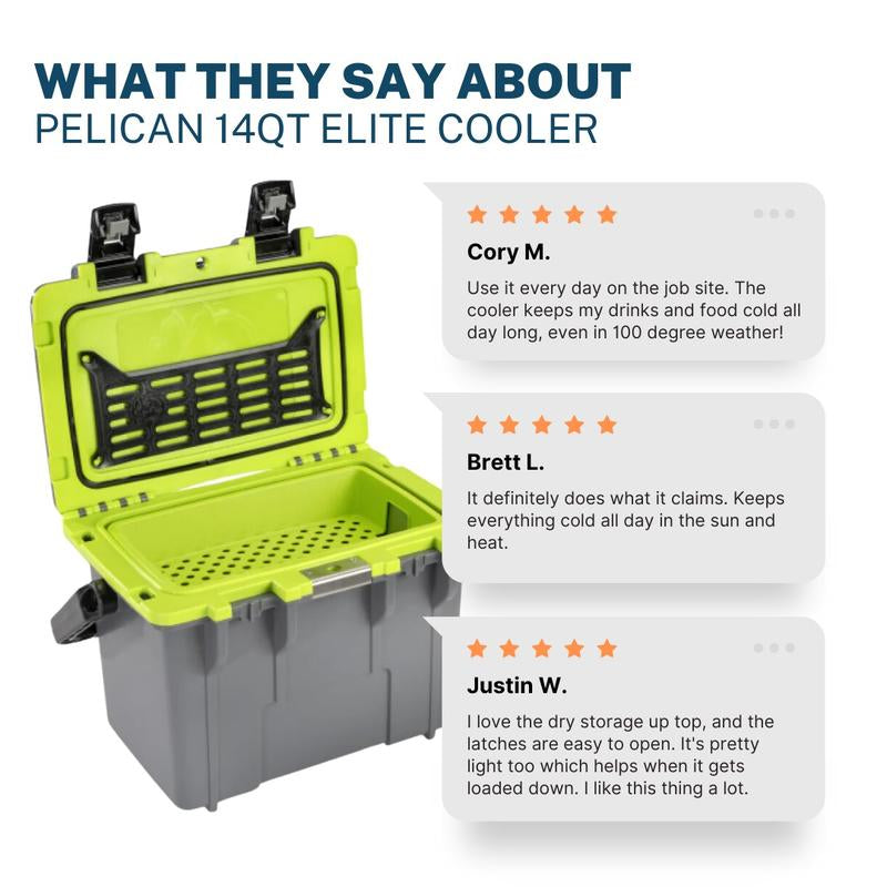 Pelican 14QT Personal Lunch Box Cooler & Dry Box with 3-Year Warranty Insulated Tableware Insulated Tableware
