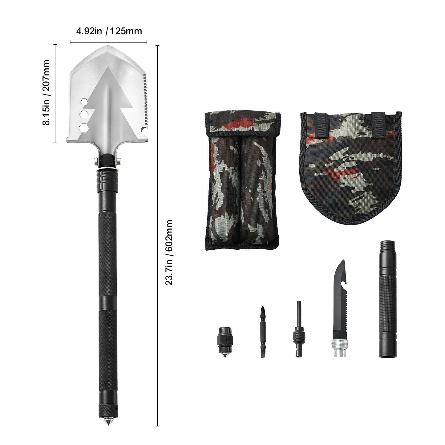 VEVOR Survival Schaufel 8 in 1 Camping-Schauf