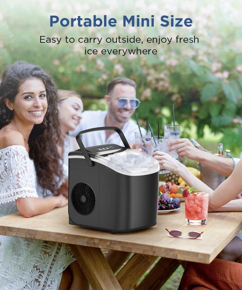 COWSAR Portable Countertop Ice Maker Machine with Self-Cleaning, 26.5Lbs/24Hrs, 6 Mins/9 Pcs Bullet Ice, Ice Scoop and Basket, Handheld Ice Maker for Kitchen/Home/Office/Party