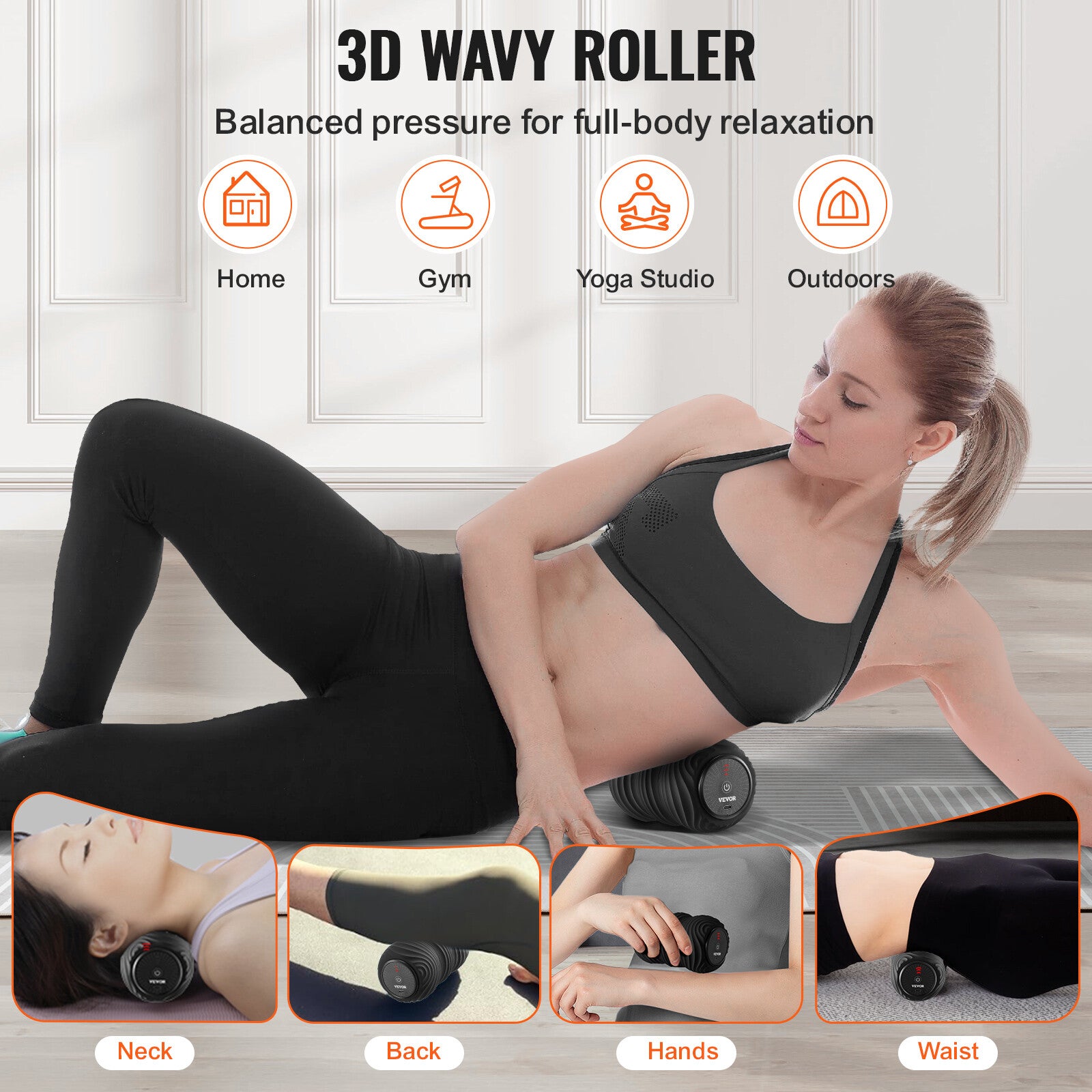 VEVOR Fitnessrolle Massageball Faszienrolle Massageroller Duoball USB Φ92X160Mm