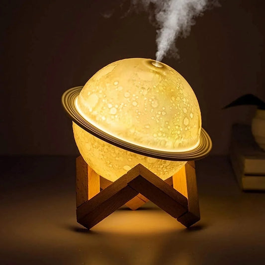 Transform Your Space with the 2-in-1 Moon Lamp Humidifier - 3D LED Night Light, USB Rechargeable, 3 Color Options, 330ml Capacity - Perfect Gift for Kids and Lovers!