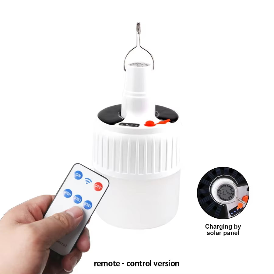 Camping Lantern Solar LED Light DC Fast Charging Portable Bulb 5Lighting Modes Tent Hanging Bulb for Outdoor Hiking Emergency