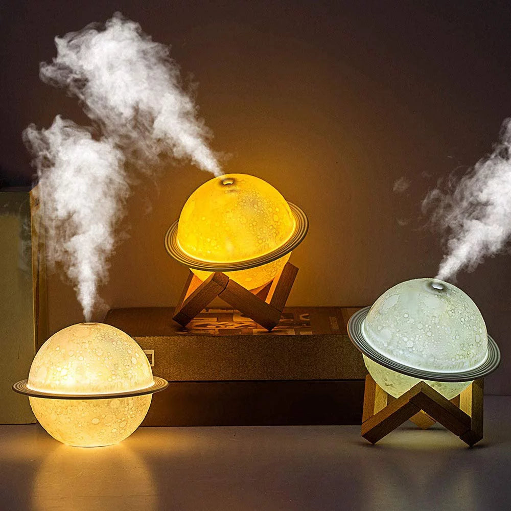 Transform Your Space with the 2-in-1 Moon Lamp Humidifier - 3D LED Night Light, USB Rechargeable, 3 Color Options, 330ml Capacity - Perfect Gift for Kids and Lovers!