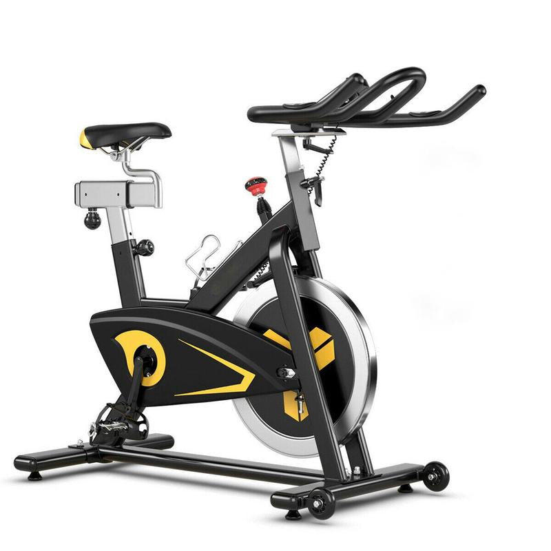 【Costway】-Exercise Bike Fixed Belt Drive Indoor Bicycle with Heart Rate Monitor