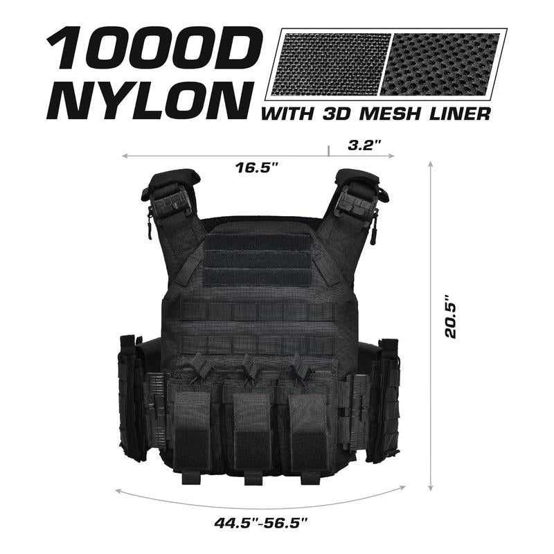 GFIRE Quick Release Plate Carrier Vest Molle Vest Adjustable Breathable for Sport 32-52 Inches Adjustable Size Perfect Gift for Men