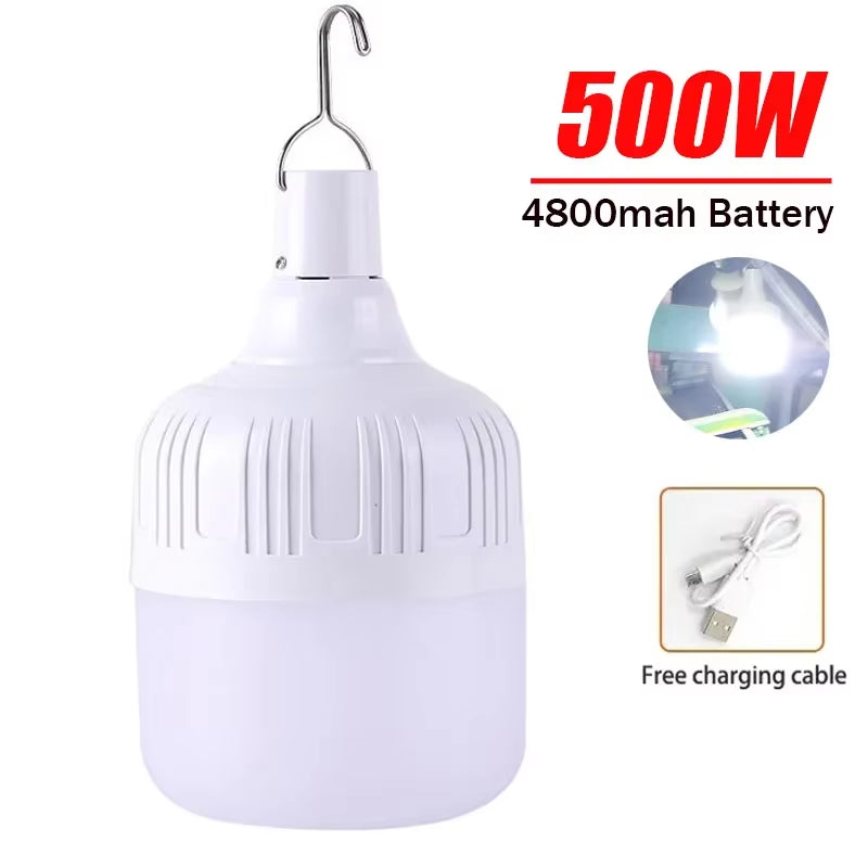 Camping Lantern Solar LED Light DC Fast Charging Portable Bulb 5Lighting Modes Tent Hanging Bulb for Outdoor Hiking Emergency