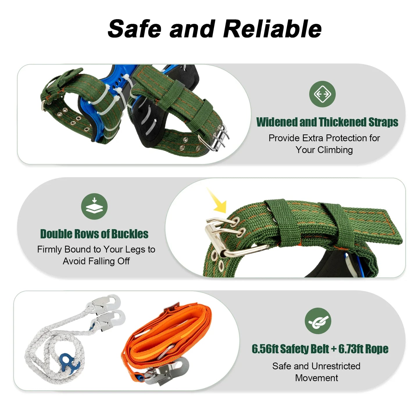 Tree Pole Climbing Spike Set Climbing Spurs with Safety Belt Rope Adjustable Climbing Tools Outdoor Tools Multitool