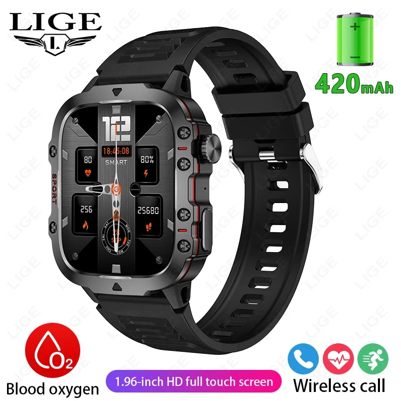 Smart Watch Men 2.01" Screen Lp68 Waterproof Watches Outdoor Rugged Military Bluetooth Call Smartwatch for Android Los