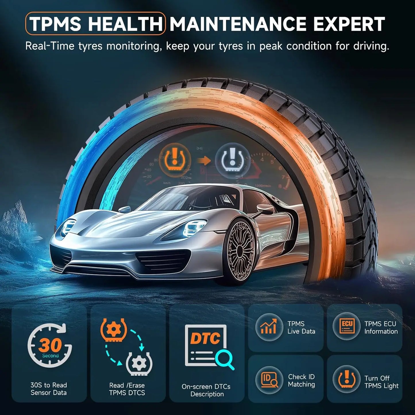 T2000 Pro TPMS Programming Tool Relearn Activate Sensors OBD2 Code Reader Tire Pressure Sensor Car Diagnostic Tool
