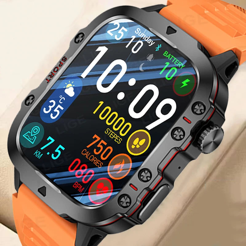Smart Watch Men 2.01" Screen Lp68 Waterproof Watches Outdoor Rugged Military Bluetooth Call Smartwatch for Android Los