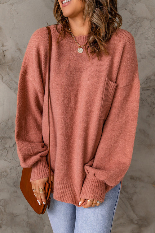 Puffy Sleeve Pocketed Sweater