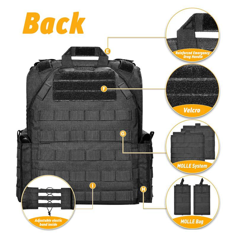 GFIRE Quick Release Plate Carrier Vest Molle Vest Adjustable Breathable for Sport 32-52 Inches Adjustable Size Perfect Gift for Men