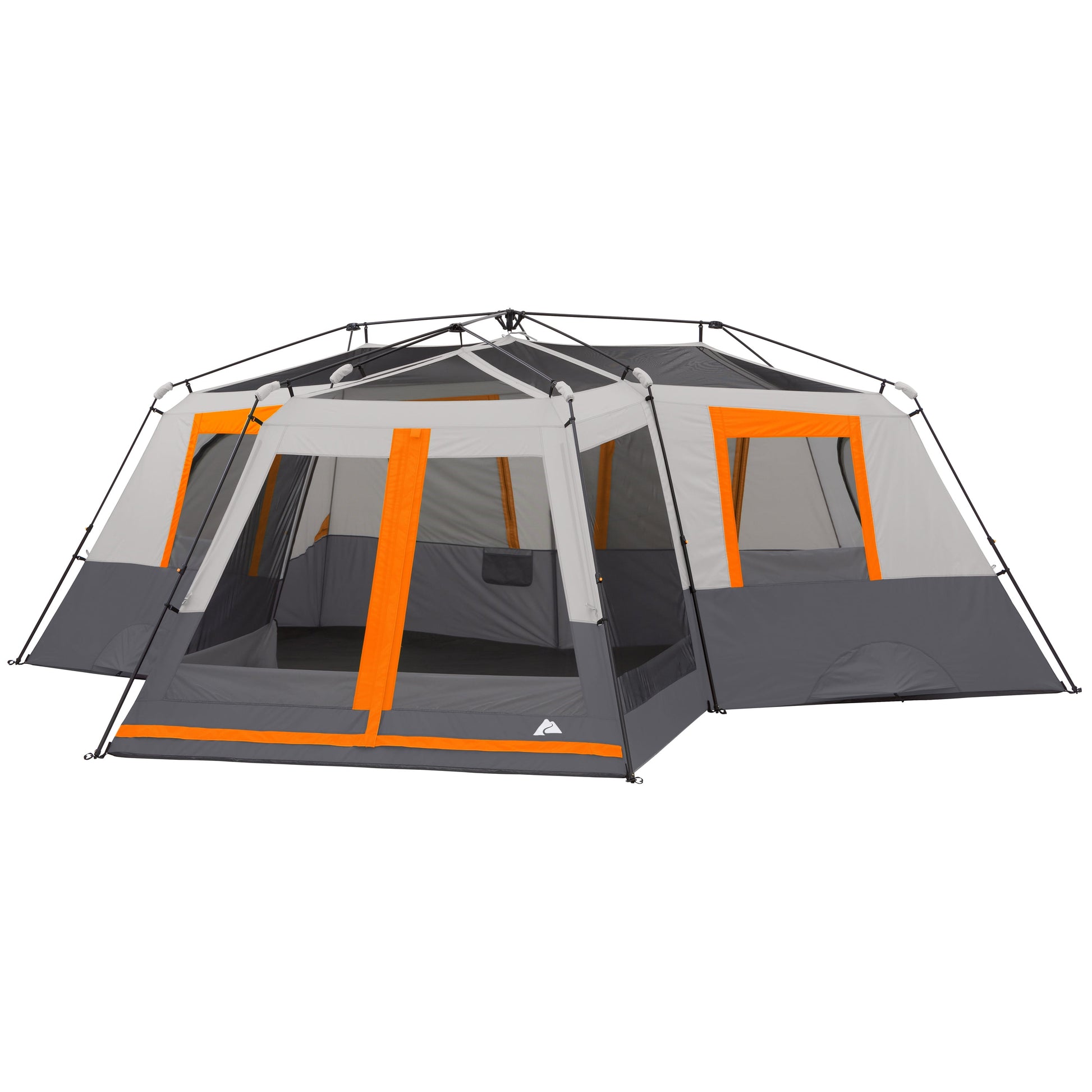 "Spacious 20' x 18' Instant Cabin Tent for 12 People with Screen Room, Easy to set up and perfect for large gatherings. Weighing only 56.5 lbs, this durable tent is ideal for camping trips and outdoor adventures."