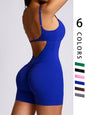 Women'S Cut Out Ruched Skinny Sports Tummy Control Romper, Rompers for Women, Solid Adjustable Spaghetti Strap Bodycon Romper, Ladies Sportswear for Indoor Outdoor Wear, Workout Outfits, Gym Clothes Women, Minimalistic Outfit. Athletic Wear, Active Wear