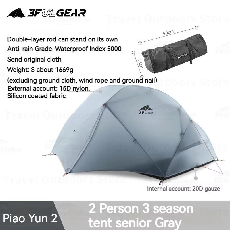 Elevate Your Camping Experience with the 3F UL GEAR Ultralight Floating Cloud 2-Person Waterproof Tent – Perfect for 3/4 Season Adventures!