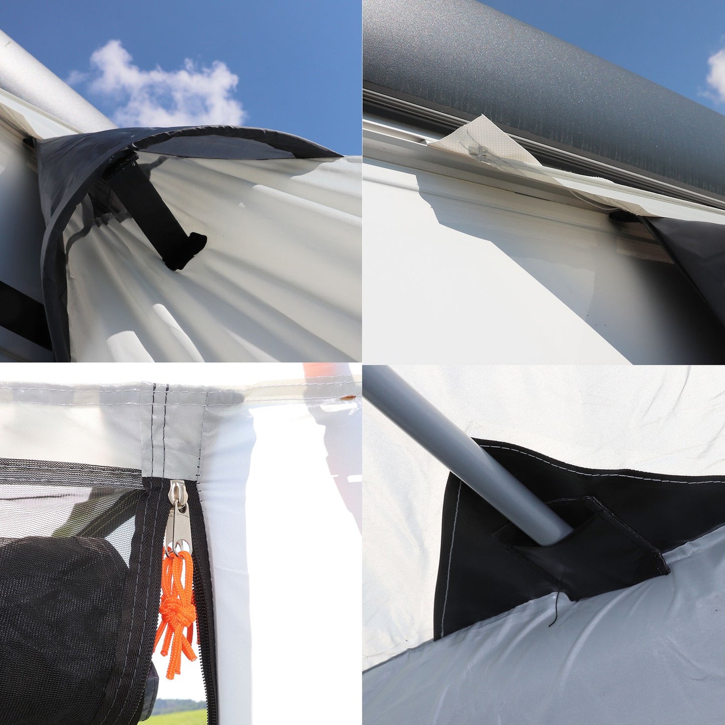 Geräumiges Seitenzelt 220x250 cm für Camping und Wohnwagen - Luftvorzelt mit 7mm Keder