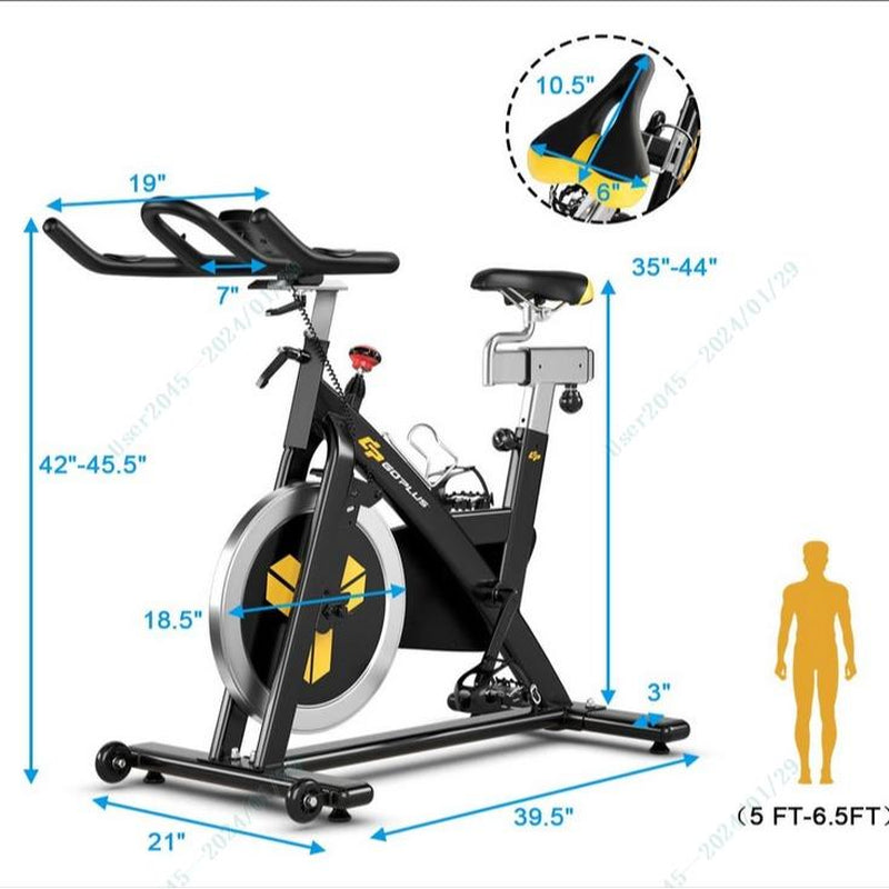 【Costway】-Exercise Bike Fixed Belt Drive Indoor Bicycle with Heart Rate Monitor