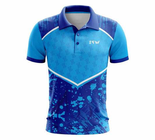 Printed Sports T Shirt Dry Fit Polyester for Men, color of Blue