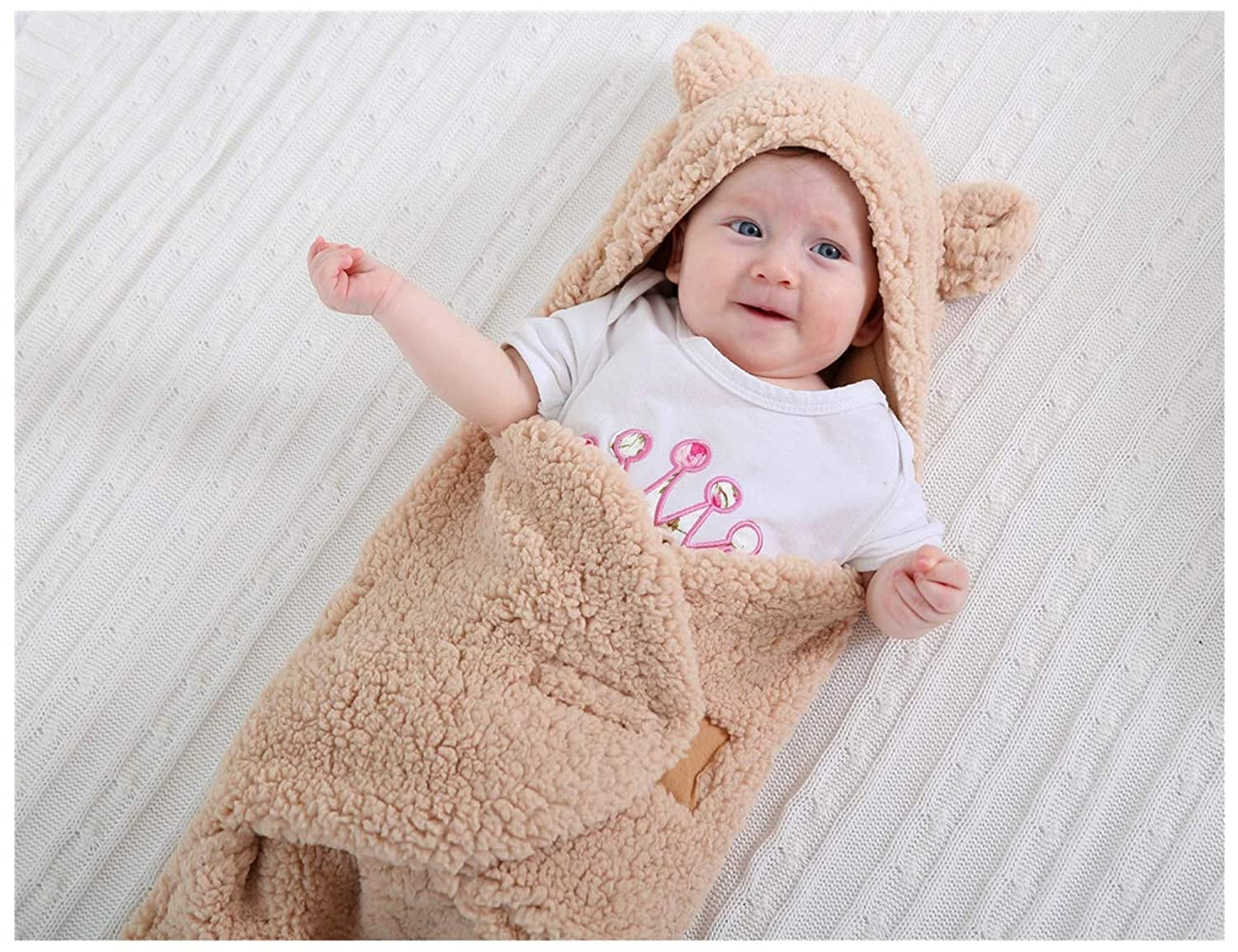 Cute Newborn Baby Boys Girls Blankets Plush Swaddle Blankets Brown