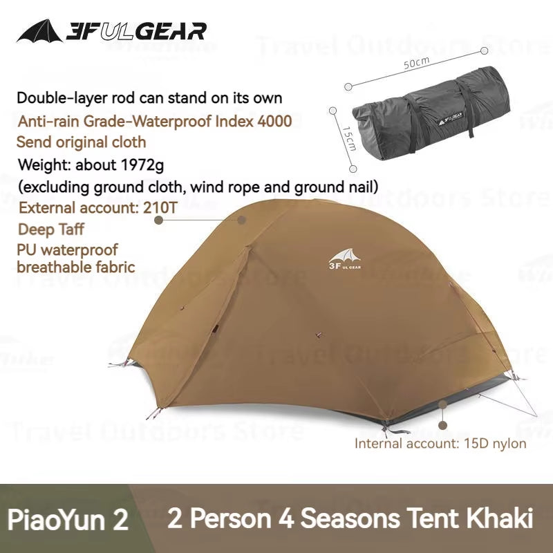Elevate Your Camping Experience with the 3F UL GEAR Ultralight Floating Cloud 2-Person Waterproof Tent – Perfect for 3/4 Season Adventures!