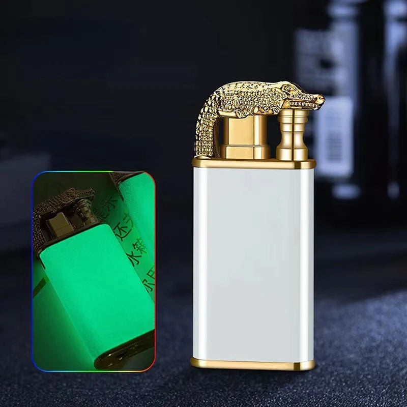 Dropshipping VIP Link Creative Dragon Double Fire Lighter Jet Flame Open Fire Windproof Inflatable Crocodile Lighter Men'S Gift