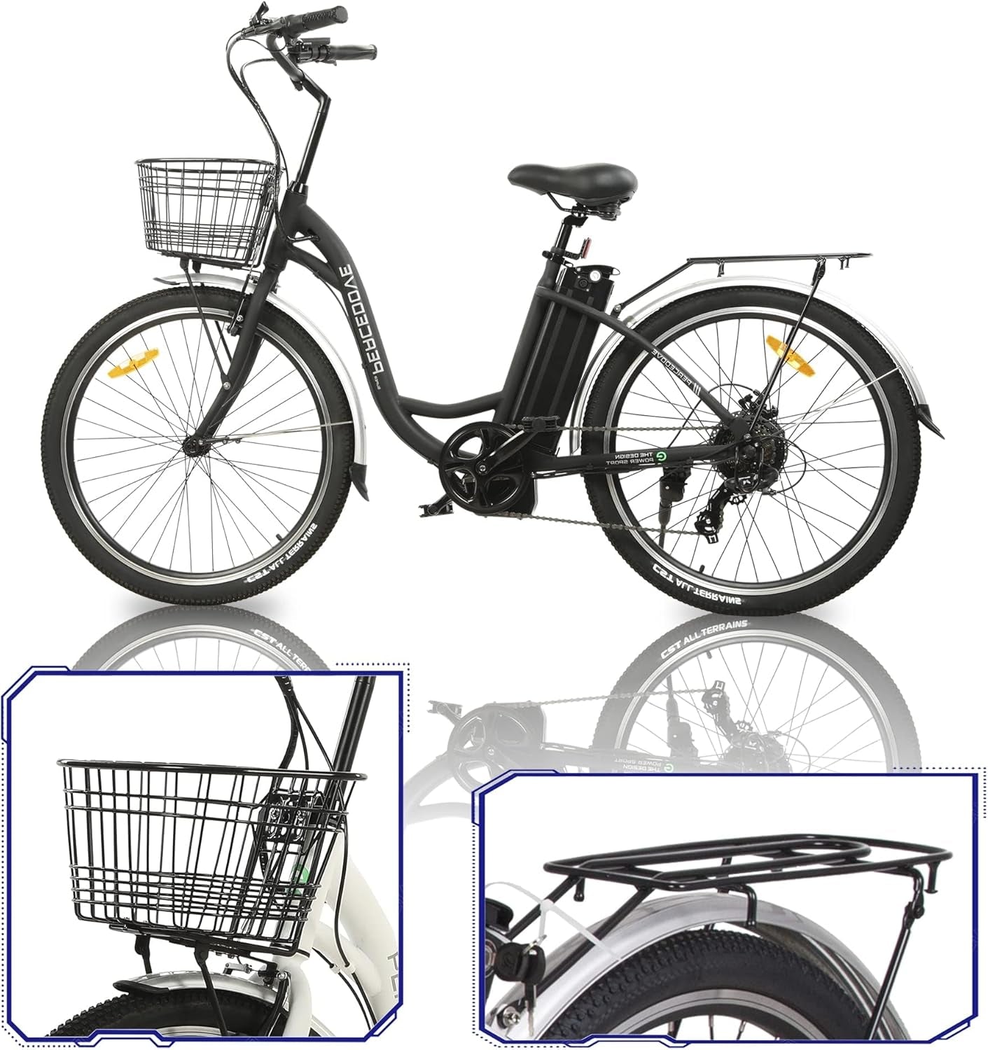 Citycruiser 26" Electric Bike - Powerful 350W Motor, Removable 36V Battery, Step-Through Design, Shimano 7-Speed Gears & Convenient Basket for Effortless Commuting