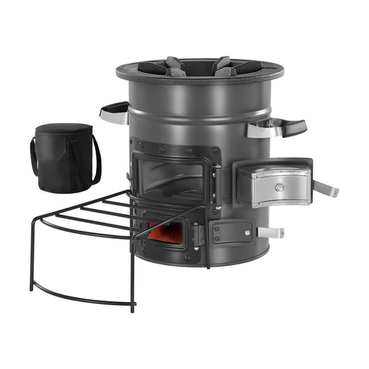 Uimoso Raketenofen BBQ Holzofen Mit Doppeltür Campingkocher Campinggrill