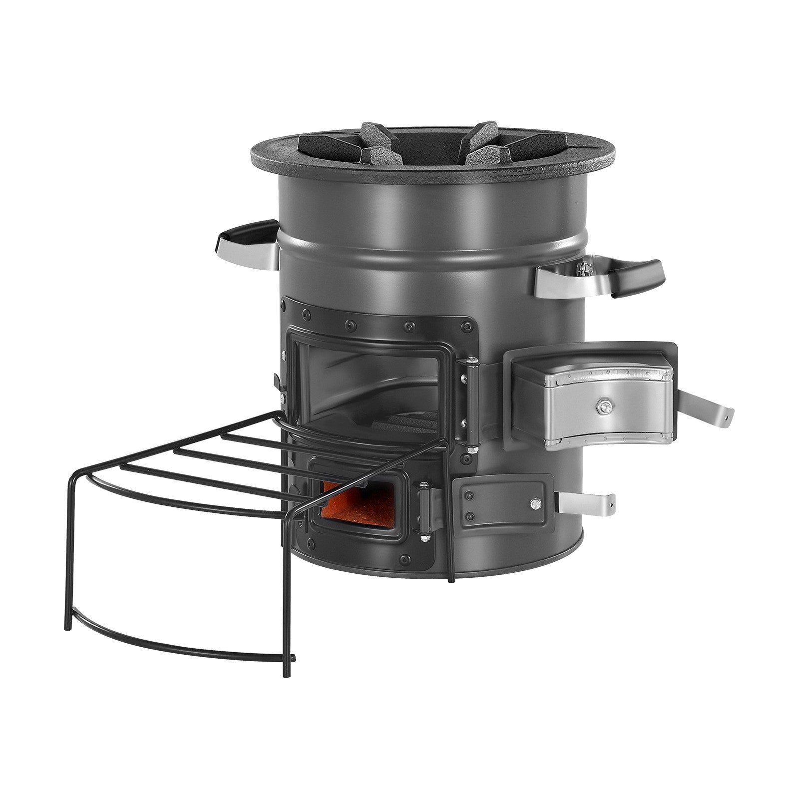 Uimoso Raketenofen BBQ Holzofen Mit Doppeltür Campingkocher Campinggrill