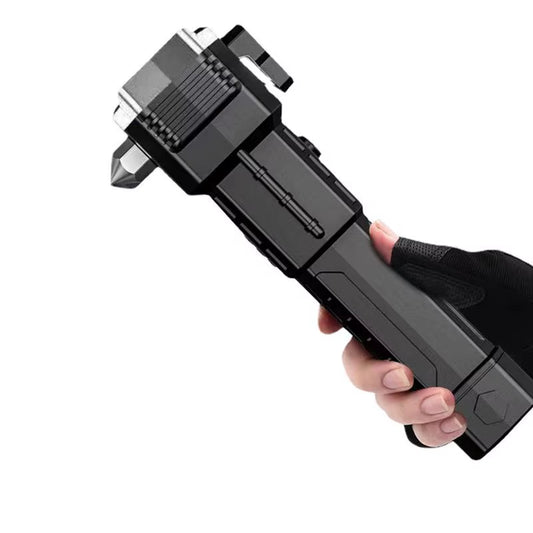 Safety Hammer Flashlight Seat Belt Cutter and Glass Breaker Rescue Tool LED High Lumens Rechargeable Solar Powered Escape Kit
