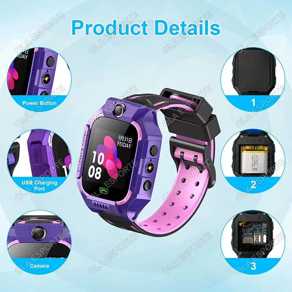 2025 New Kids 2G Smart Watch SOS GPS Location 2G Sim Card Child Smartwatch Camera Waterproof Watch Gift for Ios Android Children