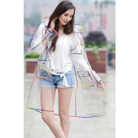 2020 New Fashion Women'S Transparent Thicken Plastic Raincoat Travel Waterproof Rainwear Adult Poncho Outdoor Rain Coat