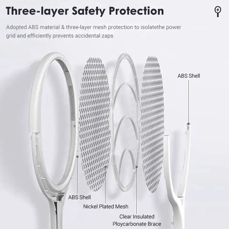 5-in-1 Electric Mosquito Swatter with Fast Charging, Safety Insulation, Adjustable Settings, and Battery-Powered Bug Zapper Lamp