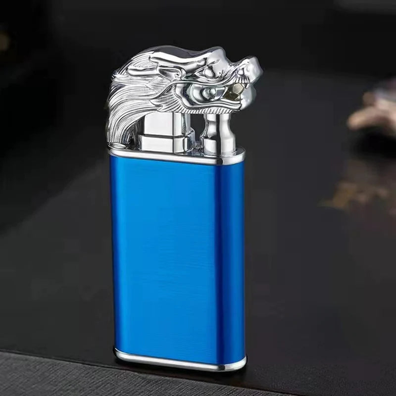 Dropshipping VIP Link Creative Dragon Double Fire Lighter Jet Flame Open Fire Windproof Inflatable Crocodile Lighter Men'S Gift